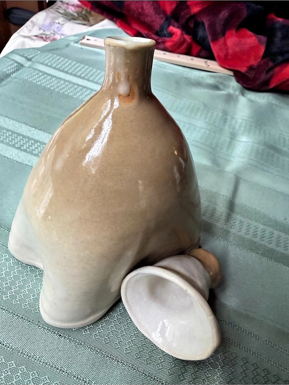 Hand crafted and Signed Ceramic Figurine Brown & White
